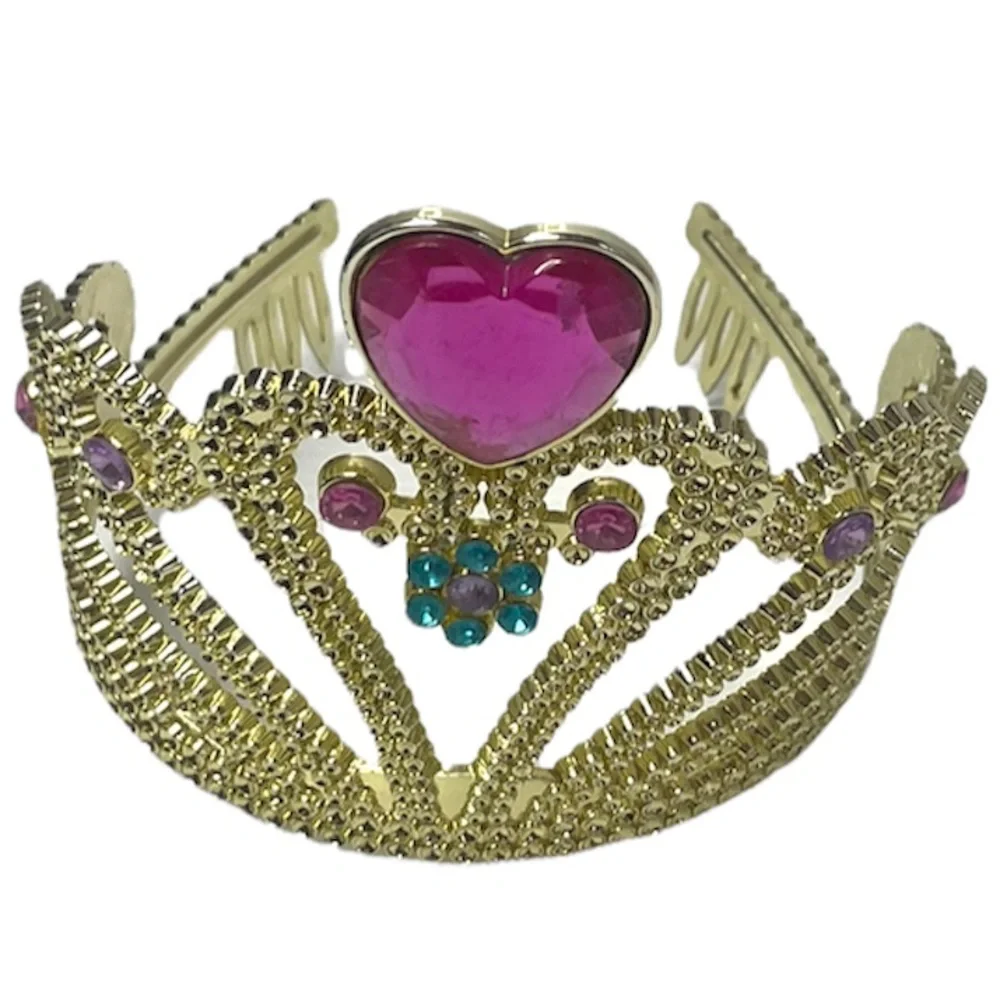 Princess Crown Tiara Girls Fairytale Castle Dress Up Costume Gold Gemstone Jewel